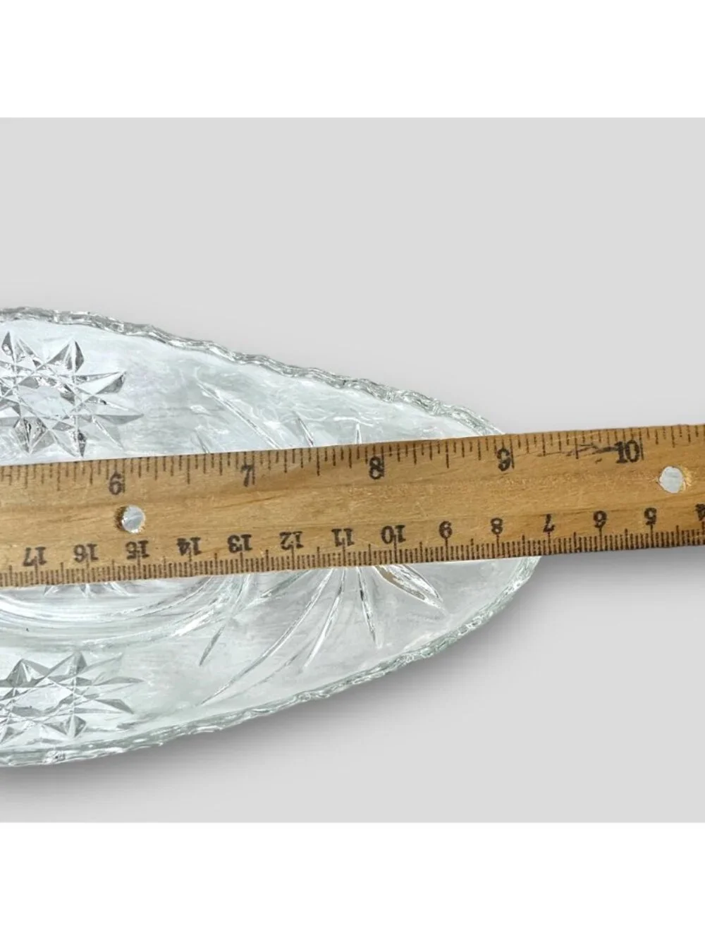 Vintage Elegant Crystal Clear Oval Star of David Glass Relish Boat EUC No Chips/